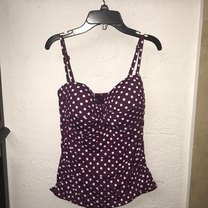NWOT Apt 9 Bathing suit top white polka dots